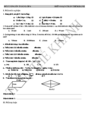 Bộ đề kiểm tra môn Toán Khối 4